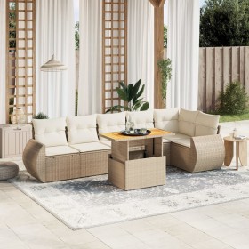 Garden set with 7 pieces of sofas and beige synthetic rattan cushions. by , Garden sets - Ref: Foro24-3272206, Price: 645,24 ...