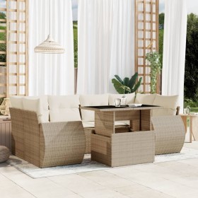 Garden set with 7 pieces of sofas and beige