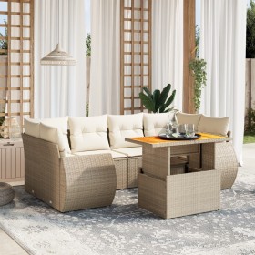 Gartensofagarnitur 7-teilig mit Kissen aus synthetischem Rattan in Beige. von , Gartensets - Ref: Foro24-3272094, Preis: 653,...