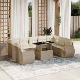 Garden sofa set with beige cushions, 10 pieces, synthetic rattan by , Garden sets - Ref: Foro24-3268738, Price: 864,04 €, Dis...