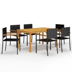 Juego de comedor para jardín de 7 piezas negro de , Conjuntos de jardín - Ref: Foro24-3067809, Precio: 419,75 €, Descuento: %