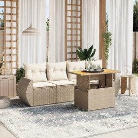 Gartensofa-Set mit 5-teiligen Kissen aus synthetischem Rattan in Beige. von , Gartensets - Ref: Foro24-3272073, Preis: 481,53...