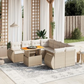 Gartensofagarnitur 9-teilig mit Kissen aus synthetischem Rattan in Beige. von , Gartensets - Ref: Foro24-3272122, Preis: 786,...