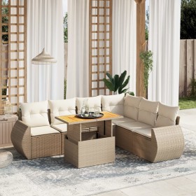 Set of 7-piece garden sofas and beige synthetic rattan cushions by , Garden sets - Ref: Foro24-3272213, Price: 652,87 €, Disc...