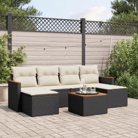 Garten-Essgruppe 7-teilig mit schwarzen Polstern aus synthetischem Rattan. von , Gartensets - Ref: Foro24-3258626, Preis: 400...