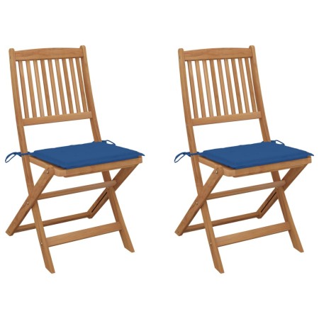 Folding garden chairs 2 units and solid acacia wood cushions by , Garden chairs - Ref: Foro24-3064654, Price: 108,46 €, Disco...