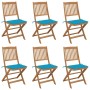 Folding garden chairs 6 units and solid acacia wood cushions by , Garden chairs - Ref: Foro24-3065498, Price: 308,19 €, Disco...