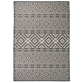 Alfombra de exterior de tejido plano rayas negras 140x200 cm de , Alfombras - Ref: Foro24-340852, Precio: 50,14 €, Descuento: %