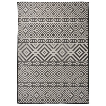 Außenteppich mit flachem Gewebe, schwarzen Streifen, 140x200 cm. von , Teppiche - Ref: Foro24-340852, Preis: 46,90 €, Rabatt: %