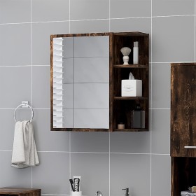 Armario con espejo baño madera roble ahumado 62,5x20,5x64 cm de , Tocadores de baño - Ref: Foro24-826351, Precio: 69,08 €, De...