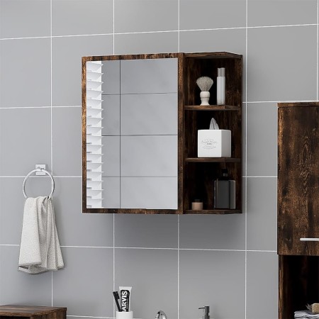 Bathroom cabinet with smoked oak wood mirror 62.5x20.5x64 cm by , bathroom vanities - Ref: Foro24-826351, Price: 69,08 €, Dis...