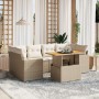 Garden set with 7 pieces of sofas and beige synthetic rattan cushions. by , Garden sets - Ref: Foro24-3271212, Price: 600,12 ...