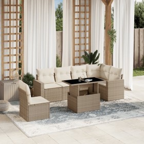 Set of 7-piece garden sofas and beige synthetic rattan cushions by , Garden sets - Ref: Foro24-3267308, Price: 584,88 €, Disc...