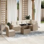 Set of 7-piece garden sofas and beige synthetic rattan cushions by , Garden sets - Ref: Foro24-3267308, Price: 587,44 €, Disc...