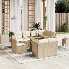 Gartensofagarnitur 9-teilig mit Kissen aus synthetischem Rattan in Beige. von , Gartensets - Ref: Foro24-3272290, Preis: 899,...