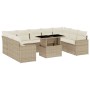 Gartensofa-Set mit 10-teiligen beigen Kissen aus synthetischem Rattan. von , Gartensets - Ref: Foro24-3267478, Preis: 806,82 ...