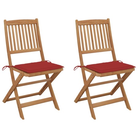 Folding garden chairs 2 units and solid acacia wood cushions by , Garden chairs - Ref: Foro24-3064650, Price: 117,81 €, Disco...