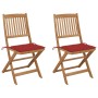 Folding garden chairs 2 units and solid acacia wood cushions by , Garden chairs - Ref: Foro24-3064650, Price: 117,81 €, Disco...