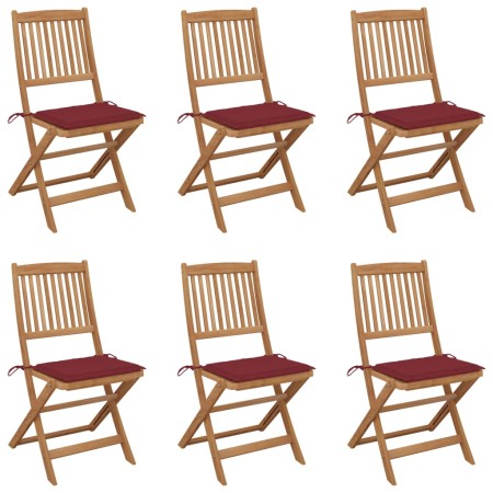 Folding garden chairs 6 units and solid acacia wood cushions by , Garden chairs - Ref: Foro24-3065497, Price: 296,15 €, Disco...