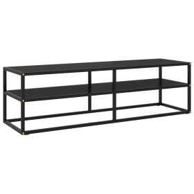 Mueble para TV negro con vidrio negro 140x40x40 cm de , Muebles TV - Ref: Foro24-322864, Precio: 155,56 €, Descuento: %