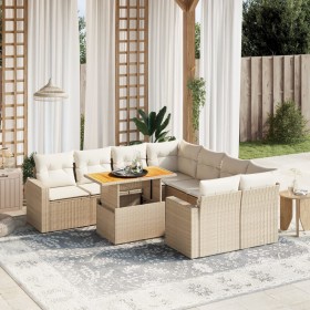 Gartensofagarnitur 9-teilig mit Kissen aus synthetischem Rattan in Beige. von , Gartensets - Ref: Foro24-3271240, Preis: 745,...