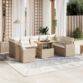 Gartensofa-Set mit 10-teiligen beigen Kissen aus synthetischem Rattan. von , Gartensets - Ref: Foro24-3271457, Preis: 817,68 ...