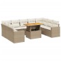 Gartensofa-Set mit 10-teiligen beigen Kissen aus synthetischem Rattan. von , Gartensets - Ref: Foro24-3271457, Preis: 797,63 ...