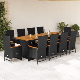 Set de comedor jardín 11 pzas con cojines ratán sintético negro de , Conjuntos de jardín - Ref: Foro24-3277527, Precio: 1,00 ...