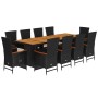 Set de comedor jardín 11 pzas con cojines ratán sintético negro de , Conjuntos de jardín - Ref: Foro24-3277527, Precio: 1,00 ...