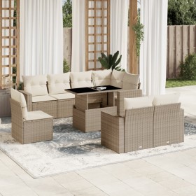 Gartensofagarnitur 9-teilig mit Kissen aus synthetischem Rattan in Beige. von , Gartensets - Ref: Foro24-3267408, Preis: 781,...