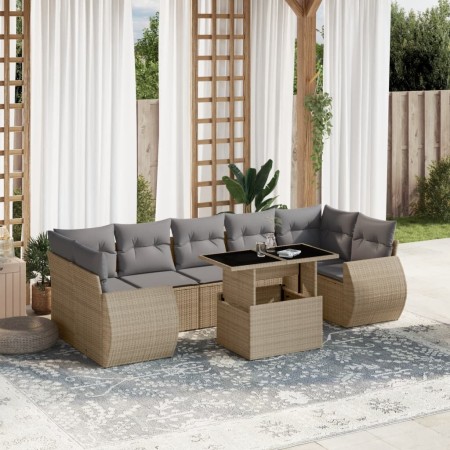 Set de sofás de jardín y cojines 8 piezas ratán sintético beige by , Garden sets - Ref: Foro24-3268409, Price: 637,03 €, Disc...