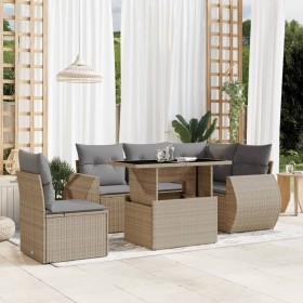 Garden sofa set with 6-piece synthetic rattan beige cushions by , Garden sets - Ref: Foro24-3268539, Price: 484,99 €, Discoun...