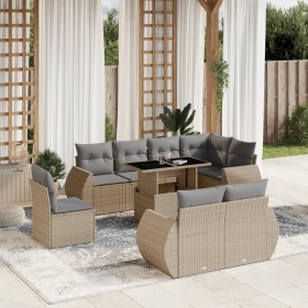 Gartensofagarnitur 9-teilig mit Kissen aus synthetischem Rattan in Beige. von , Gartensets - Ref: Foro24-3268669, Preis: 763,...