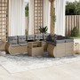 Garden sofa set with beige cushions, 10 pieces, synthetic rattan by , Garden sets - Ref: Foro24-3268759, Price: 724,04 €, Dis...