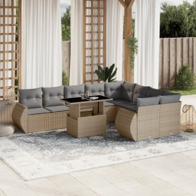 Gartensofa-Set mit 10-teiligen beigen Kissen aus synthetischem Rattan. von , Gartensets - Ref: Foro24-3268759, Preis: 732,62 ...