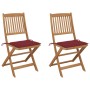 Folding garden chairs 2 units and solid acacia wood cushions by , Garden chairs - Ref: Foro24-3064653, Price: 110,69 €, Disco...