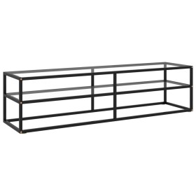 Black TV stand with black tempered glass 160x40x40 cm by , TV Furniture - Ref: Foro24-322867, Price: 189,93 €, Discount: %