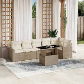 Gartensofagarnitur 7-teilig mit Kissen aus synthetischem Rattan in Beige. von , Gartensets - Ref: Foro24-3267288, Preis: 584,...