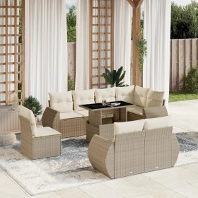 Gartensofagarnitur 9-teilig mit Kissen aus synthetischem Rattan in Beige. von , Gartensets - Ref: Foro24-3268668, Preis: 889,...