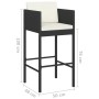 Set muebles bar jardín 3 piezas y cojines ratán sintético negro de vidaXL, Conjuntos de jardín - Ref: Foro24-3094778, Precio:...