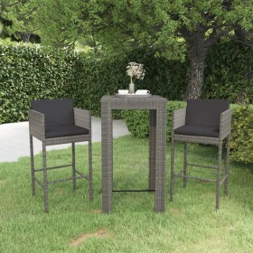 3-piece garden bar furniture set and gray synthetic rattan cushions by vidaXL, Garden sets - Ref: Foro24-3094779, Price: 257,...