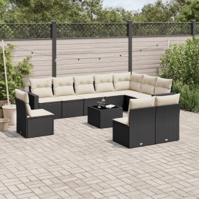 Gartensofagarnitur 11-teilig mit schwarzen Kissen aus synthetischem Rattan von , Modulare Sofas für den Außenbereich - Ref: F...