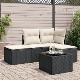 Set de muebles de jardín 5 pzas y cojines ratán sintético negro von , Gartensets - Ref: Foro24-3249325, Preis: 289,03 €, Raba...