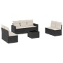 8-teiliges Gartensofa-Set mit schwarzen Polstern aus synthetischem Rattan. von , Modulare Sofas für den Außenbereich - Ref: F...