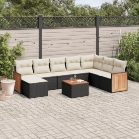 Set de sofás de jardín 8 piezas y cojines ratán sintético negro by , Garden sets - Ref: Foro24-3260334, Price: 534,30 €, Disc...