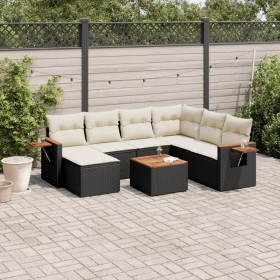 8-teiliges Gartensofa-Set und Kissen aus schwarzem Kunststoff-Rattan. von , Gartensets - Ref: Foro24-3259452, Preis: 480,72 €...