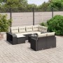 Gartensofagarnitur 11-teilig mit schwarzen Polstern aus synthetischem Rattan. von , Modulare Sofas für den Außenbereich - Ref...