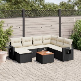 8-teiliges Gartensofa-Set und Kissen aus schwarzem Kunststoff-Rattan. von , Gartensets - Ref: Foro24-3257008, Preis: 483,32 €...