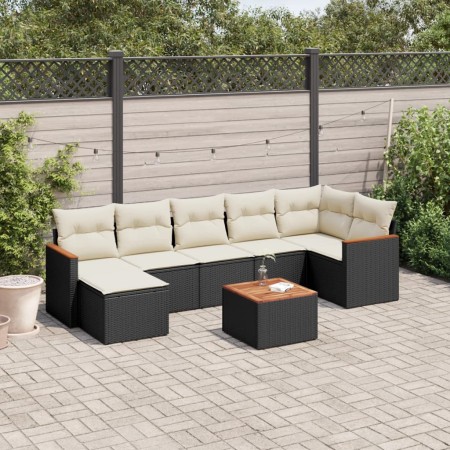 8-teiliges Gartensofa-Set mit schwarzen Polstern aus synthetischem Rattan. von , Gartensets - Ref: Foro24-3258598, Preis: 458...