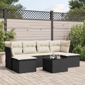 Set de comedor de jardín 7 pzas y cojines ratán sintético negro by , Garden sets - Ref: Foro24-3249855, Price: 414,15 €, Disc...